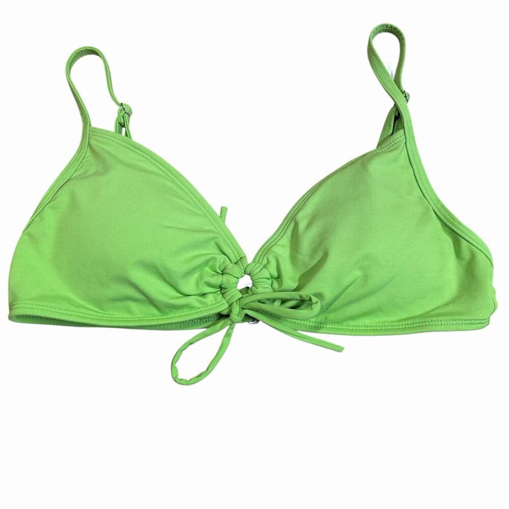 Athleta Scrunch Bikini Top Solid Green Apple Size Medium Pads Included 739761